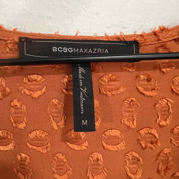 BCBGMaxAzria Pleated Shoulder Wrap Ruffled Top Blouse Size Medium - Picture 7 of 11